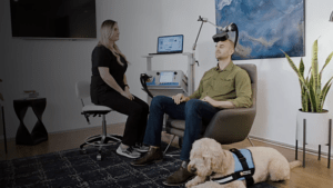 Veteran receiving TMS treatment for depressoin